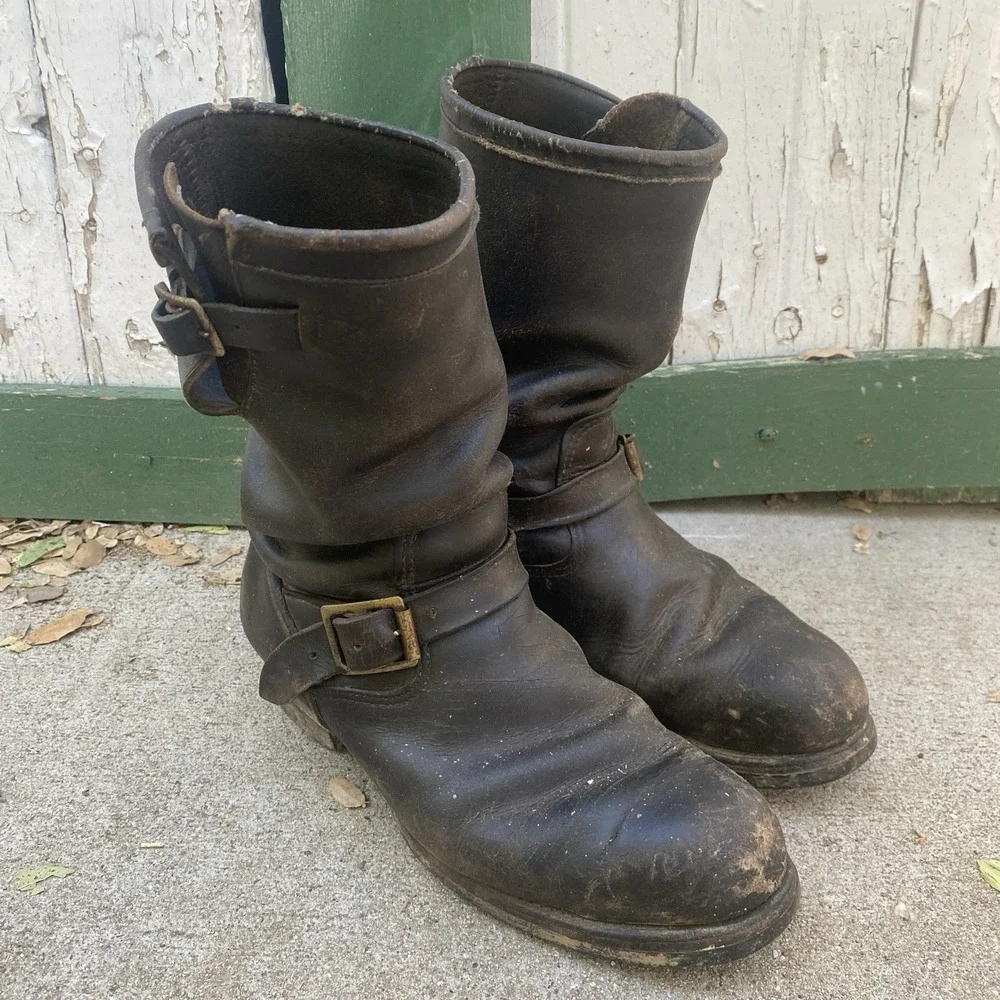 Vintage 60s Sears Engineer Boots Buckle Biker Size Men US 9 Rockabilly